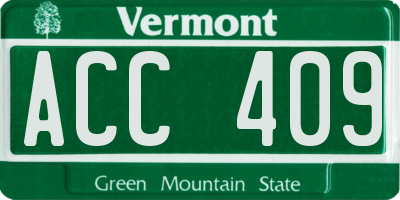 VT license plate ACC409