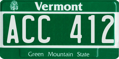 VT license plate ACC412