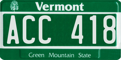 VT license plate ACC418