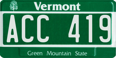 VT license plate ACC419