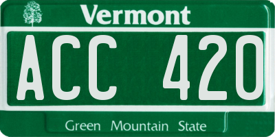 VT license plate ACC420