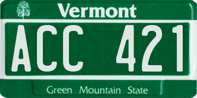 VT license plate ACC421