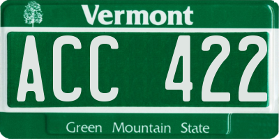 VT license plate ACC422