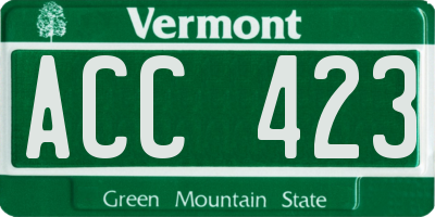 VT license plate ACC423