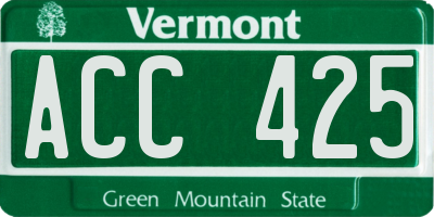 VT license plate ACC425