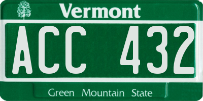 VT license plate ACC432