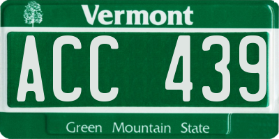 VT license plate ACC439