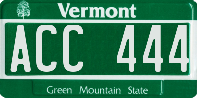 VT license plate ACC444