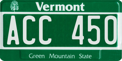 VT license plate ACC450