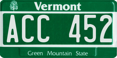 VT license plate ACC452