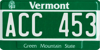 VT license plate ACC453