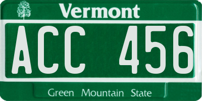 VT license plate ACC456