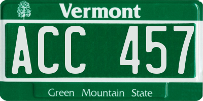 VT license plate ACC457