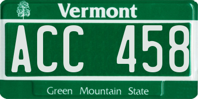 VT license plate ACC458