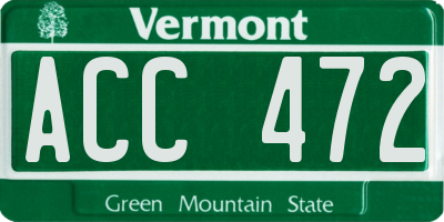 VT license plate ACC472