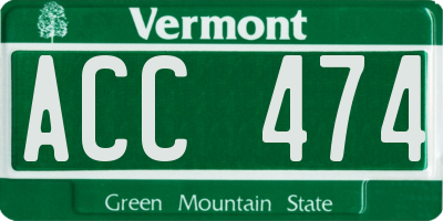 VT license plate ACC474