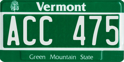 VT license plate ACC475