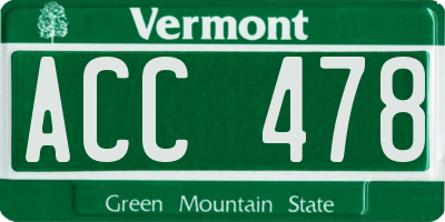 VT license plate ACC478