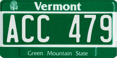 VT license plate ACC479