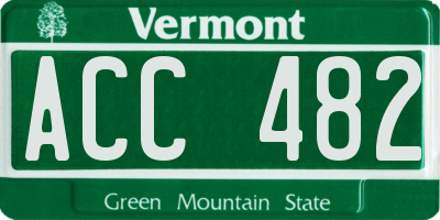 VT license plate ACC482