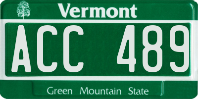 VT license plate ACC489