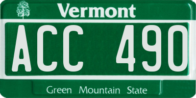 VT license plate ACC490