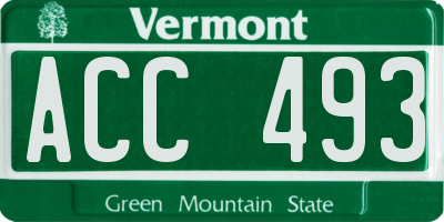 VT license plate ACC493