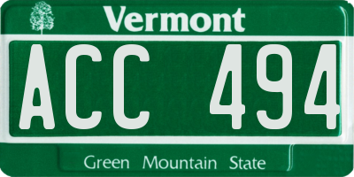 VT license plate ACC494