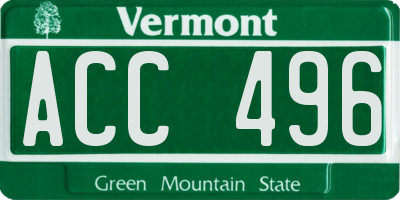 VT license plate ACC496