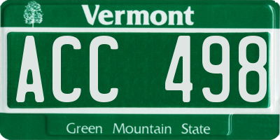 VT license plate ACC498