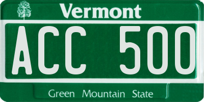 VT license plate ACC500