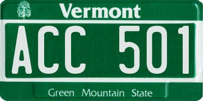 VT license plate ACC501