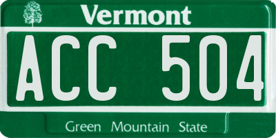 VT license plate ACC504