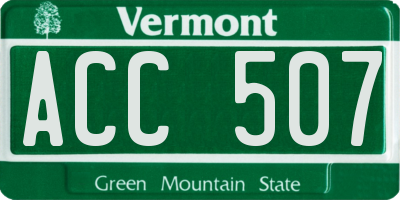 VT license plate ACC507