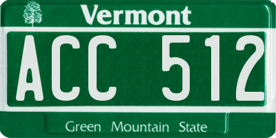 VT license plate ACC512