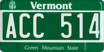 VT license plate ACC514