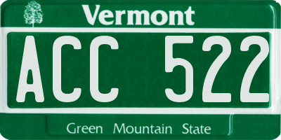 VT license plate ACC522