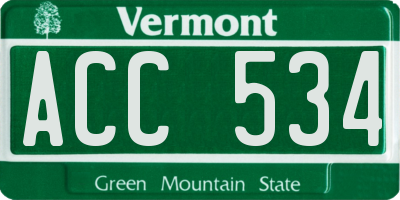 VT license plate ACC534