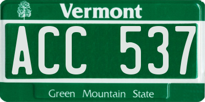 VT license plate ACC537