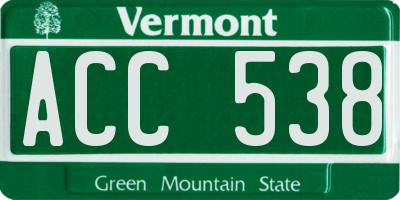 VT license plate ACC538