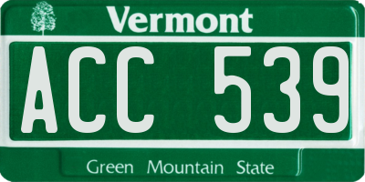 VT license plate ACC539