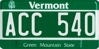 VT license plate ACC540