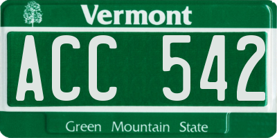 VT license plate ACC542