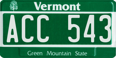 VT license plate ACC543