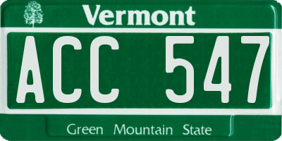 VT license plate ACC547