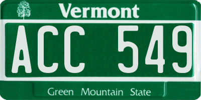 VT license plate ACC549