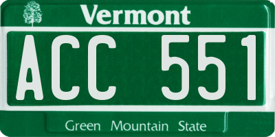 VT license plate ACC551