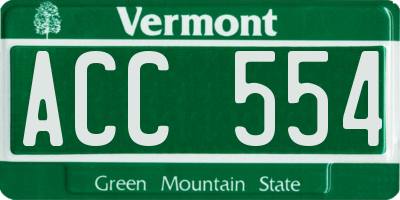 VT license plate ACC554