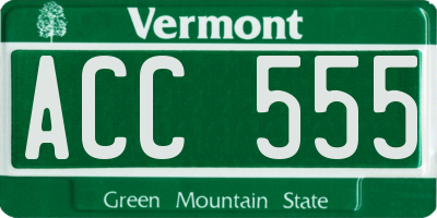 VT license plate ACC555