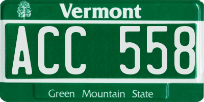 VT license plate ACC558